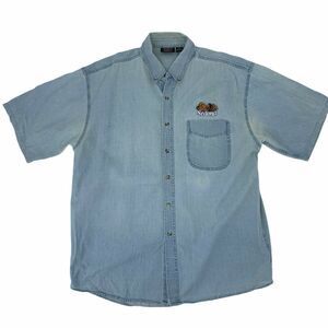 Sedona Chambray Shirt Mens Size XL Blue Button Down Short Sleeve Collared Cotton
